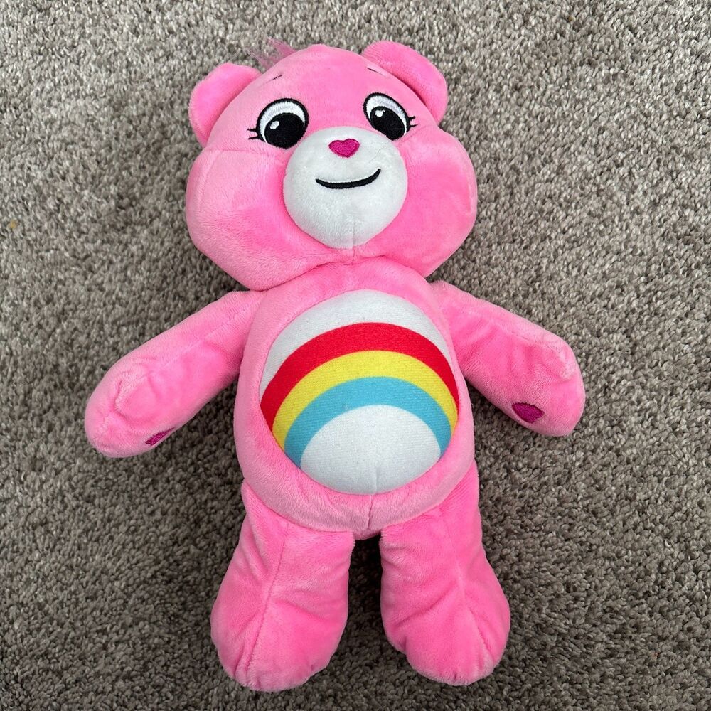 Care Bears Unlock The Magic Pink 12" CHEER Bear Rainbow Bear Plush Toy #P2